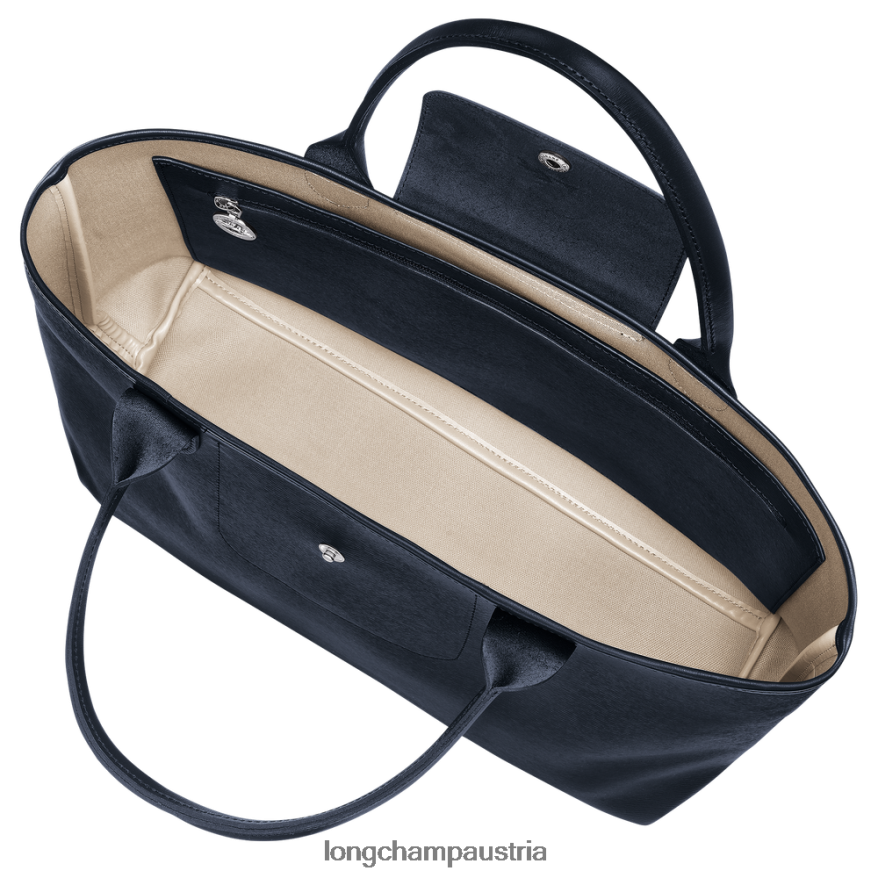 Taschen bei Longchamp Frauen Le Plage City-Einkaufstasche Marine 2008BJ86