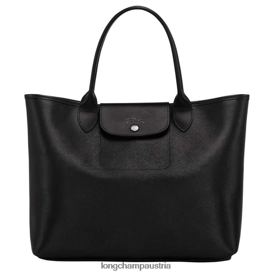 Taschen bei Longchamp Frauen Le Plage City-Einkaufstasche Schwarz 2008BJ83