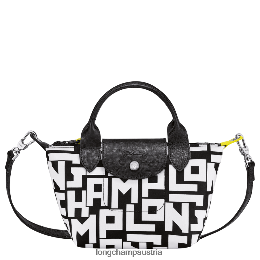 Taschen bei Longchamp Frauen Le Plage LGP Handtasche Schwarz-Weiss 2008BJ89