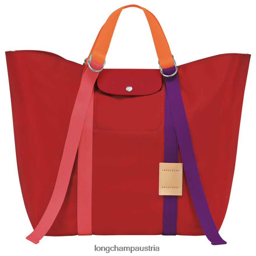Taschen bei Longchamp Frauen Le Plage Re-Play-Einkaufstasche Rot 2008BJ58