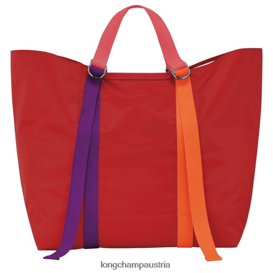 Taschen bei Longchamp Frauen Le Plage Re-Play-Einkaufstasche Rot 2008BJ58