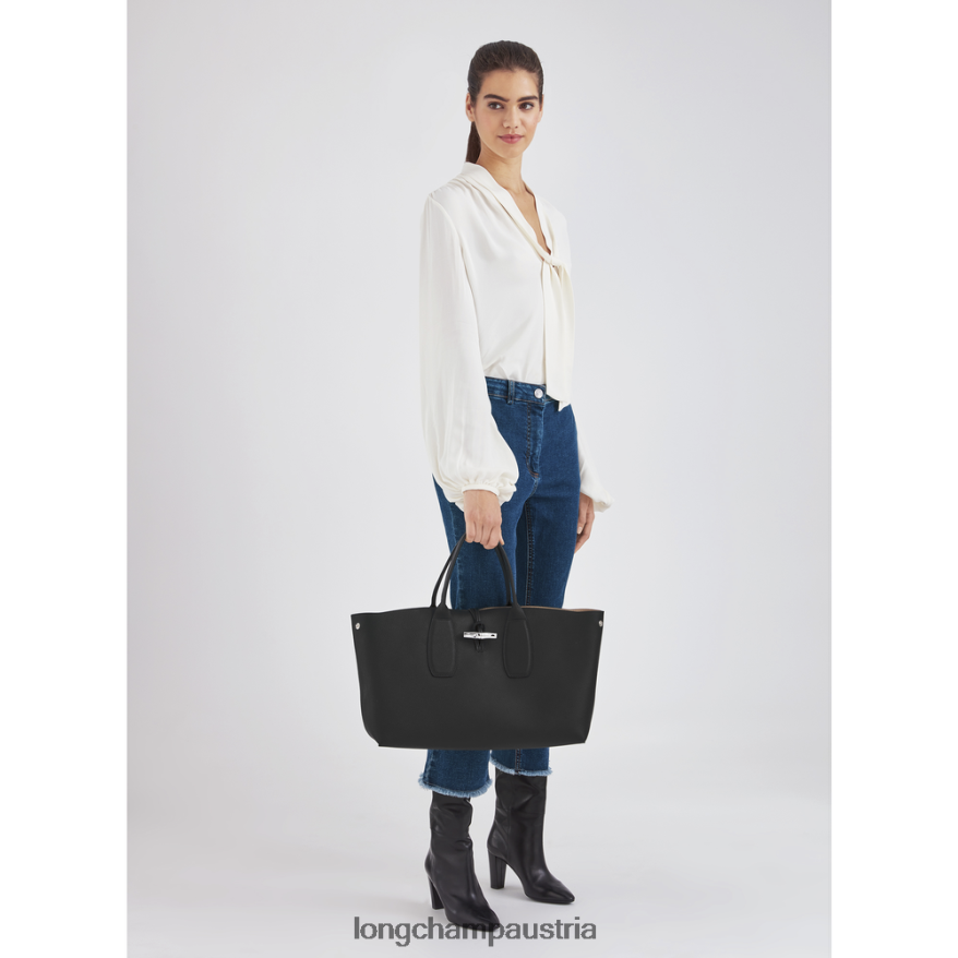 Taschen bei Longchamp Frauen Roseau-Handtasche Schwarz 2008BJ109