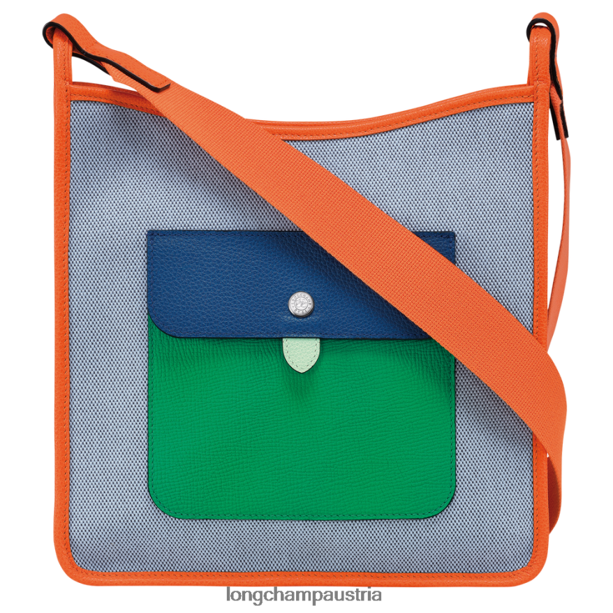 Taschen bei Longchamp Frauen Le Foulonne Umhängetasche mit Reißverschluss blau/orange 2008BJ260