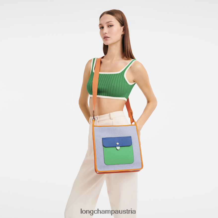 Taschen bei Longchamp Frauen Le Foulonne Umhängetasche mit Reißverschluss blau/orange 2008BJ260