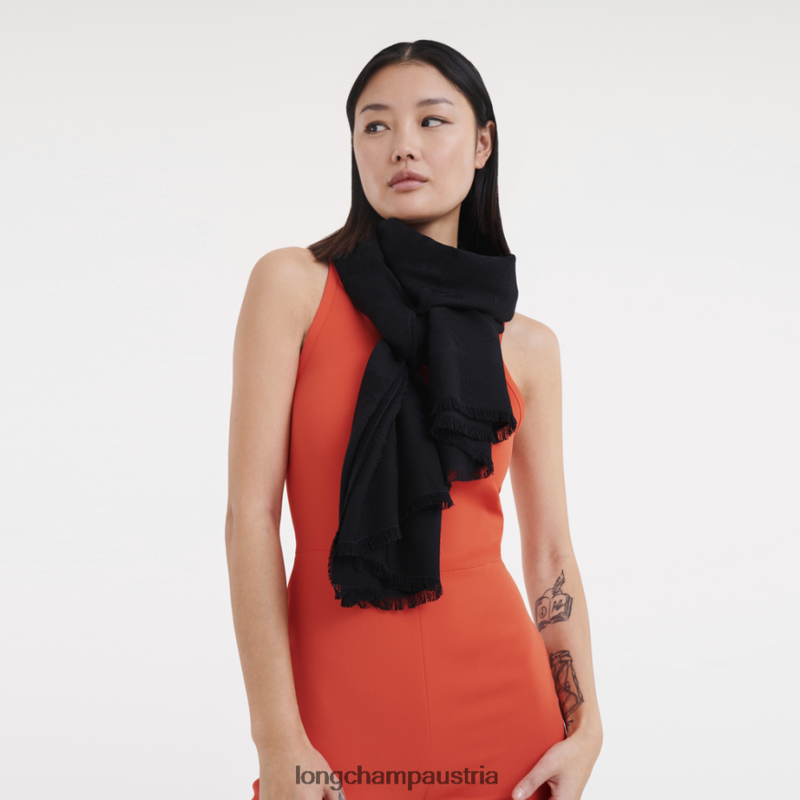Zubehör bei Longchamp Frauen Stola aus der Frühjahr/Sommer-Kollektion 2023 Schwarz 2008BJ982