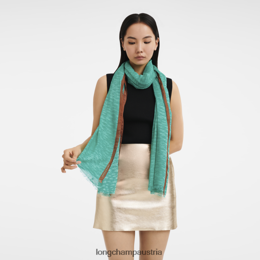 Zubehör bei Longchamp Frauen Stola aus der Frühjahr/Sommer-Kollektion 2023 Türkis 2008BJ972