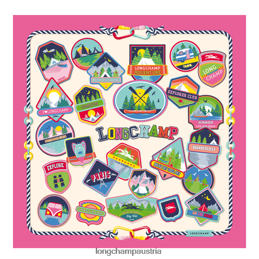 Zubehör bei Longchamp Frauen Seidenschal Frühjahr/Sommer 2023 90 Fuchsie 2008BJ1057