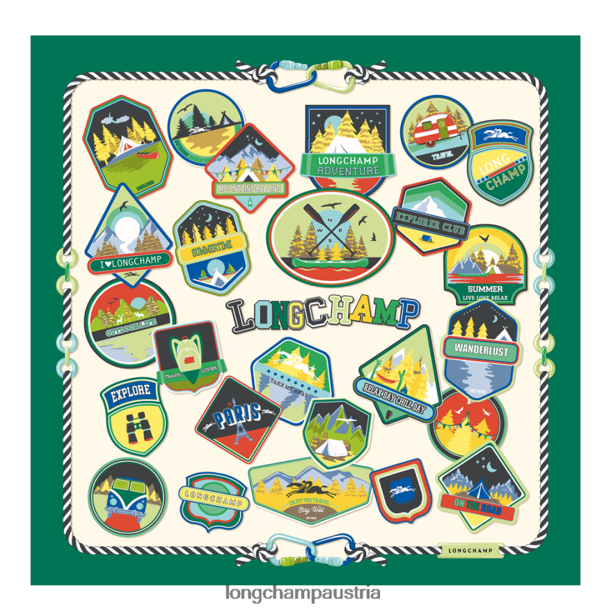 Zubehör bei Longchamp Frauen Seidenschal Frühjahr/Sommer 2023 90 Gras/grünes Licht 2008BJ1058