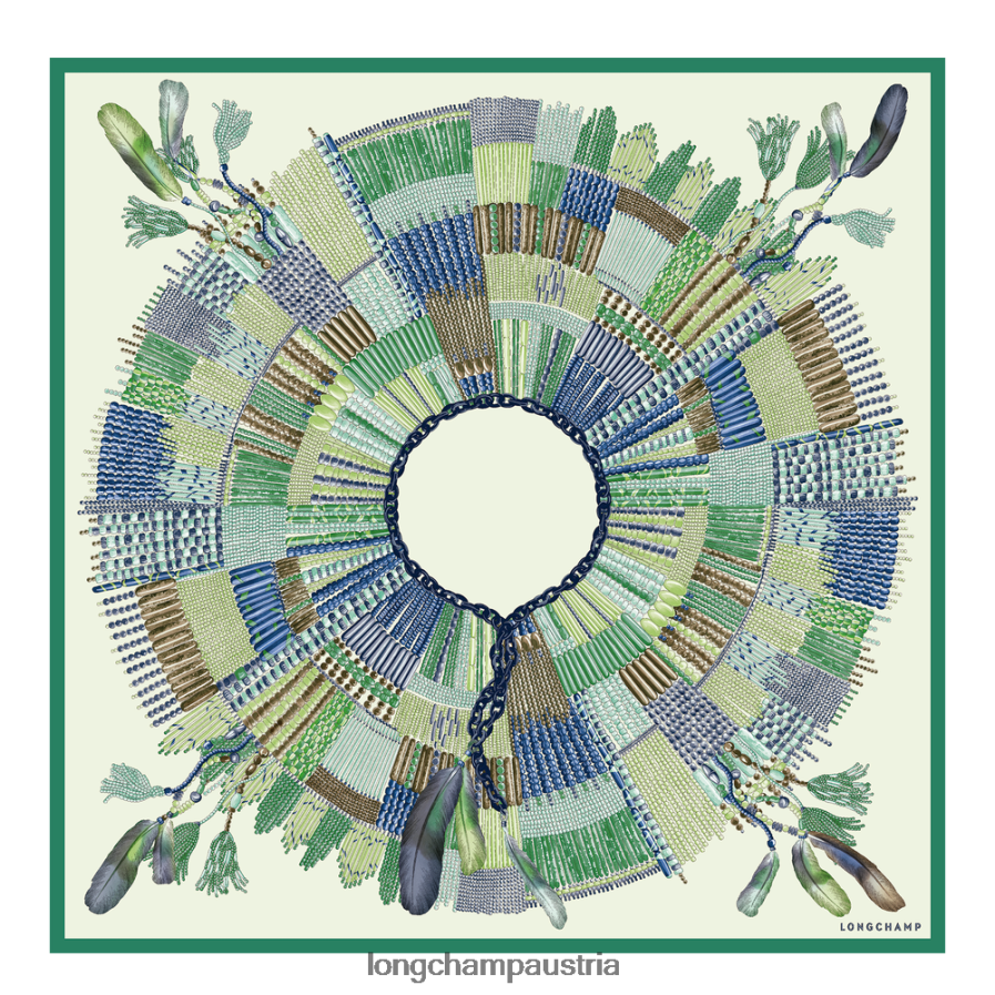 Zubehör bei Longchamp Frauen Seidenschal Frühjahr/Sommer 2023 90 Gras/grünes Licht 2008BJ1061