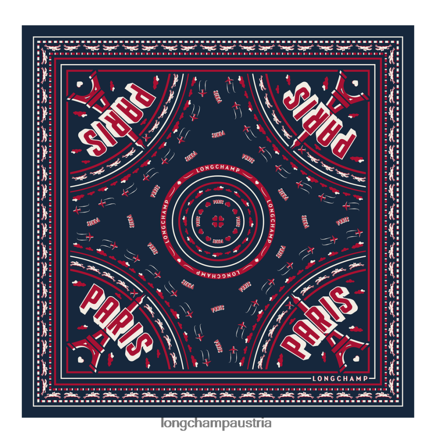 Zubehör bei Longchamp Frauen Seidenschal der Frühjahr/Sommer-Kollektion 2023 50 Marine 2008BJ1015