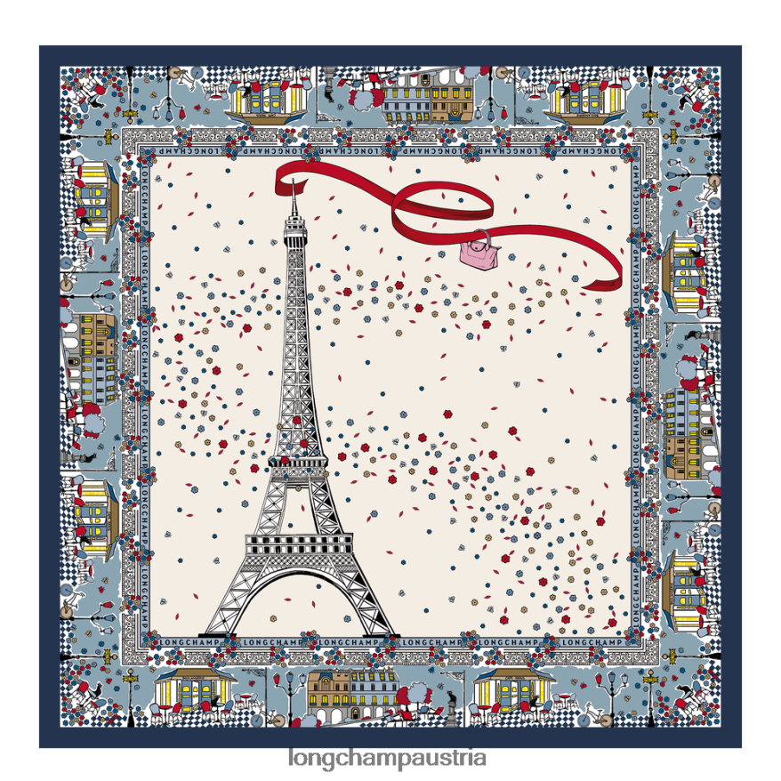 Zubehör bei Longchamp Frauen Seidenschal der Frühjahr/Sommer-Kollektion 2023 Marine 2008BJ1009