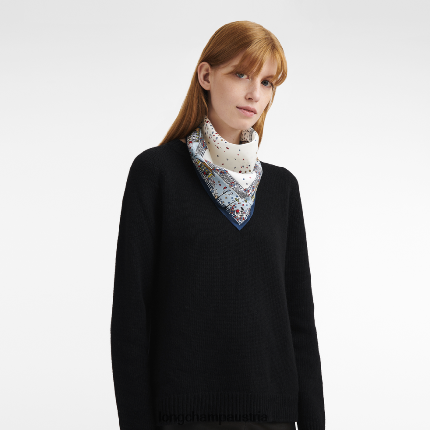 Zubehör bei Longchamp Frauen Seidenschal der Frühjahr/Sommer-Kollektion 2023 Marine 2008BJ1009