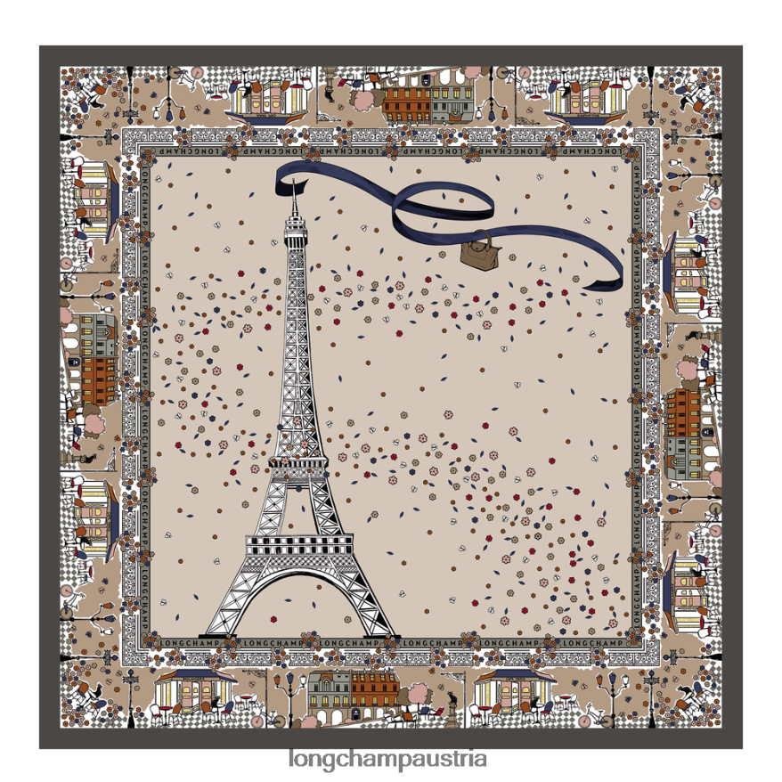 Zubehör bei Longchamp Frauen Seidenschal der Frühjahr/Sommer-Kollektion 2023 Papier 2008BJ1012
