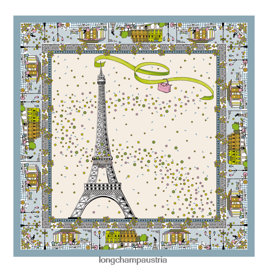 Zubehör bei Longchamp Frauen Seidenschal der Frühjahr/Sommer-Kollektion 2023 wolkenblau 2008BJ1013