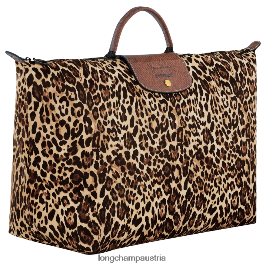 Taschen bei Longchamp X D'heygere Männer Reisetasche/Rucksack Panther-Druck 2008BJ831